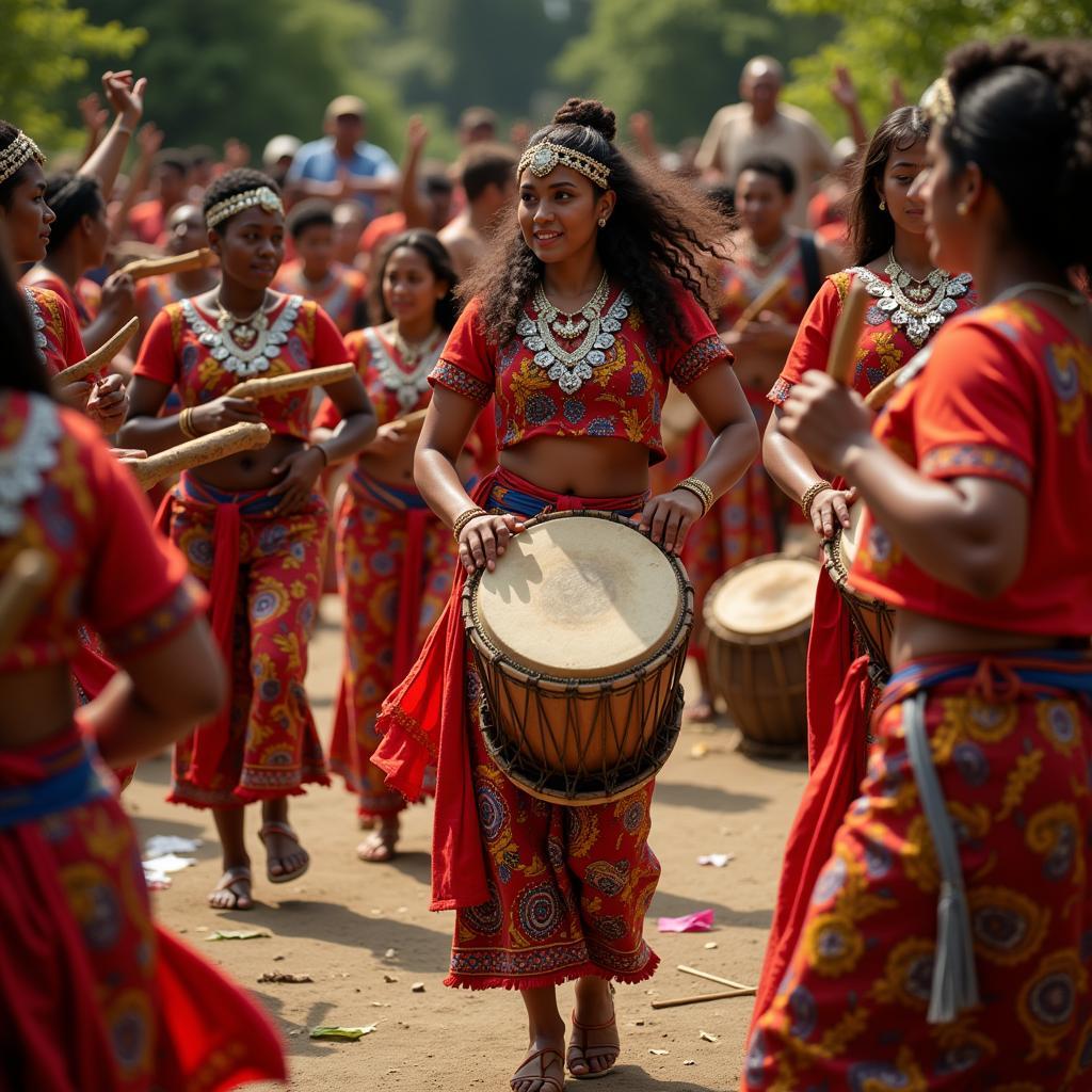 Traditional music and dance performance at an African festival