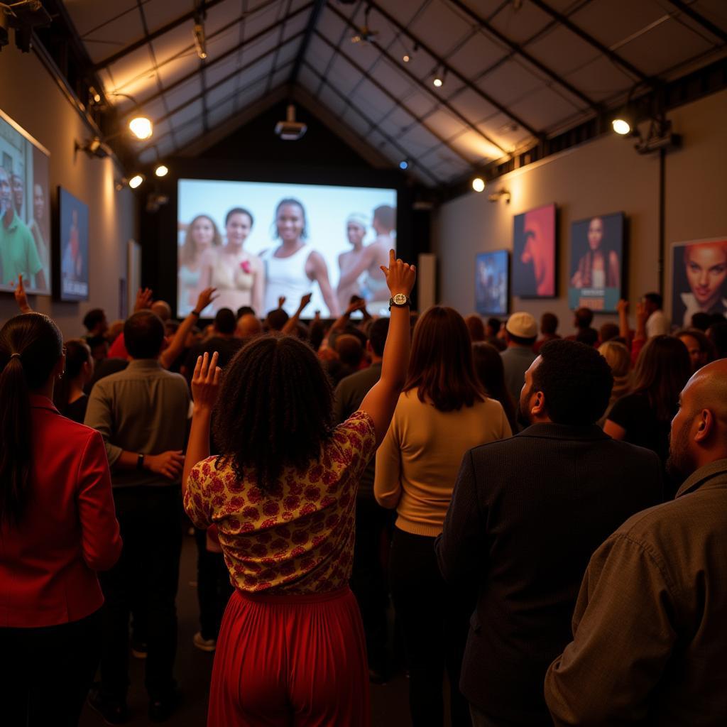 A diverse crowd enjoying an African film festival