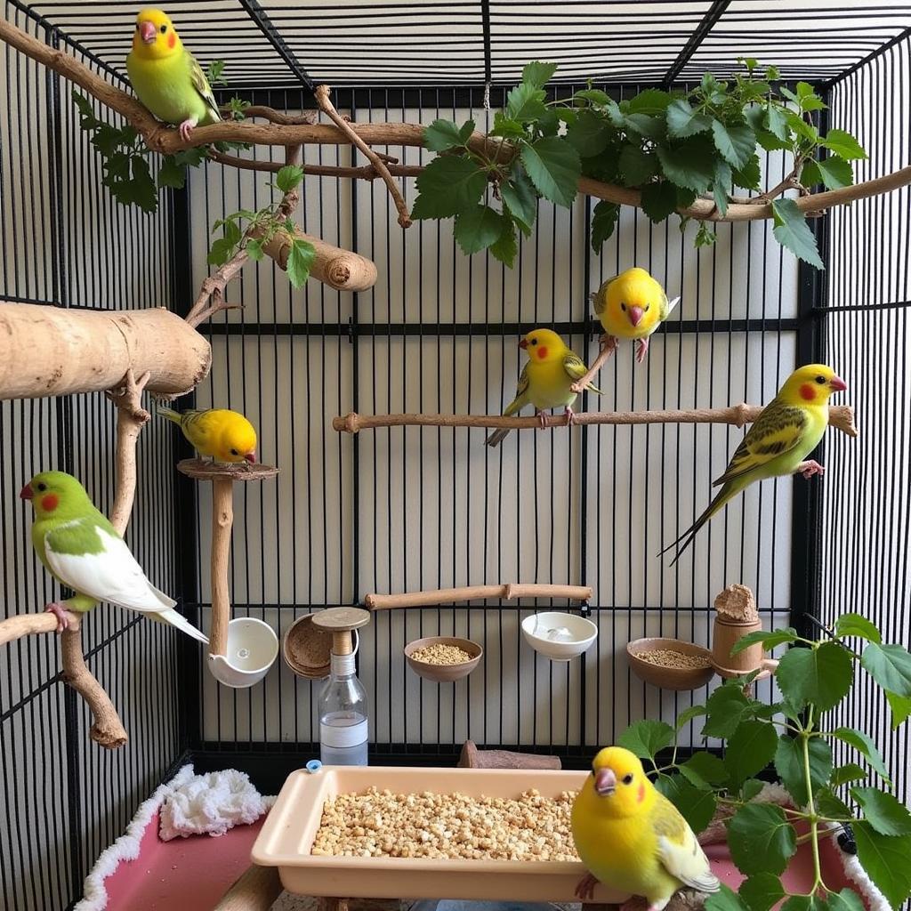 Spacious Cage Setup for African Fire Finches