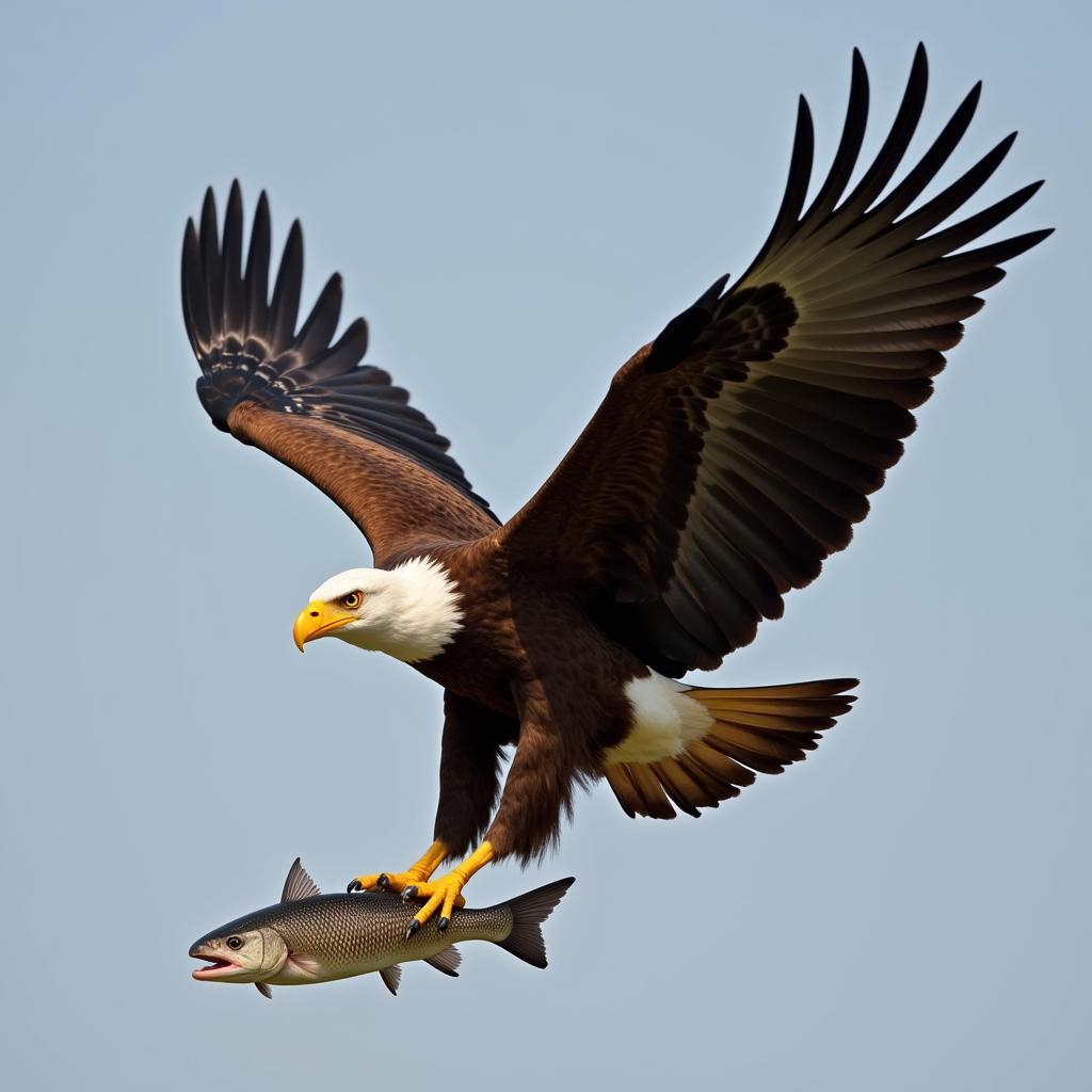 African Fish Eagle with a Yellow Beak Clutching a Fish