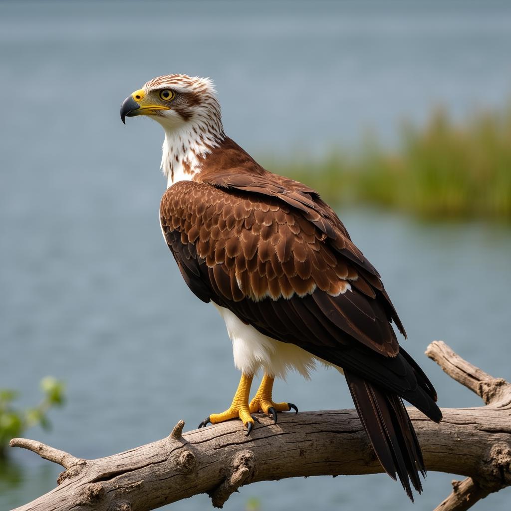 African Fish Eagle Perched on a Branch