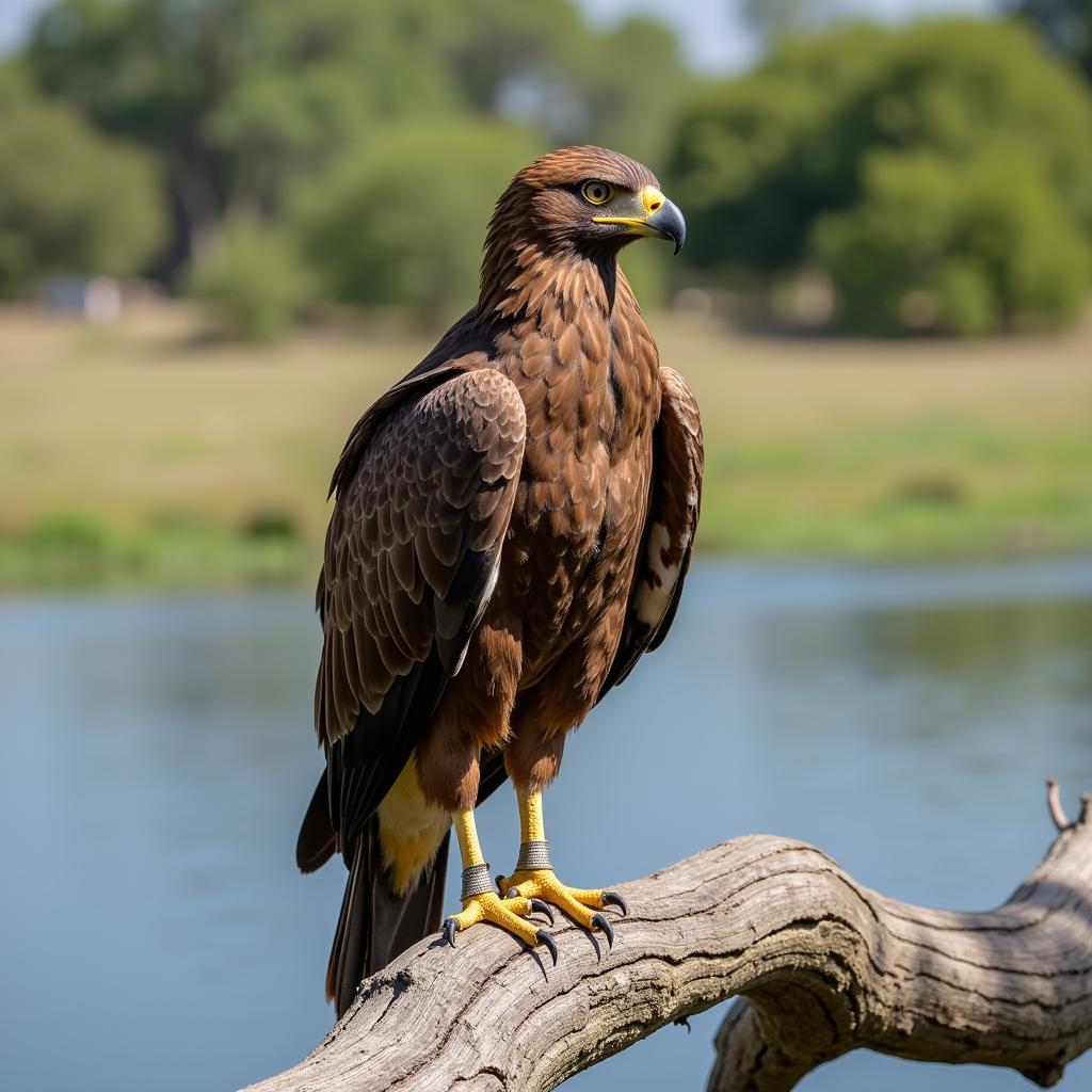 African Fish Eagle Perched on a Branch