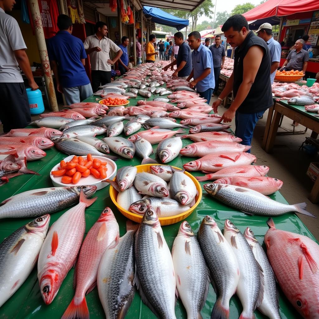 Vibrant African fish market in Pune