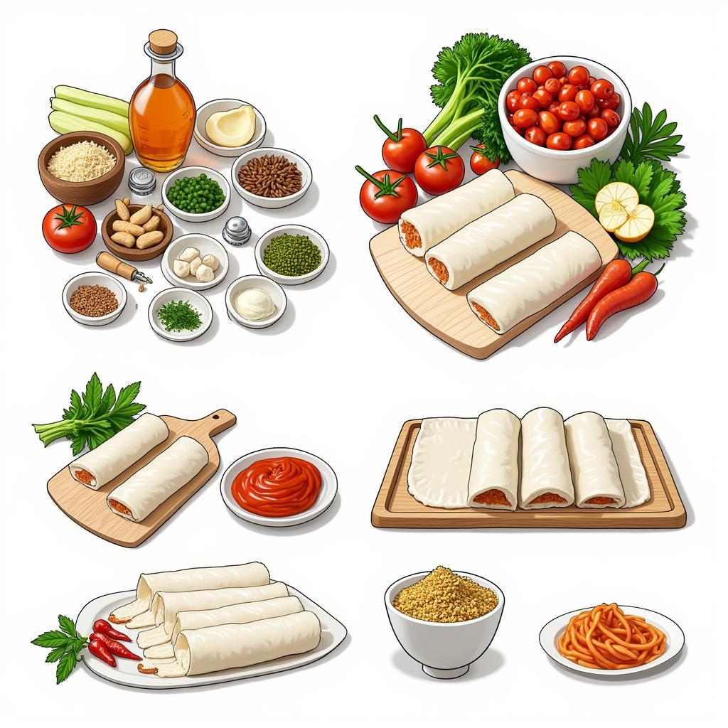 Ingredients and preparation steps for making African fish rolls.