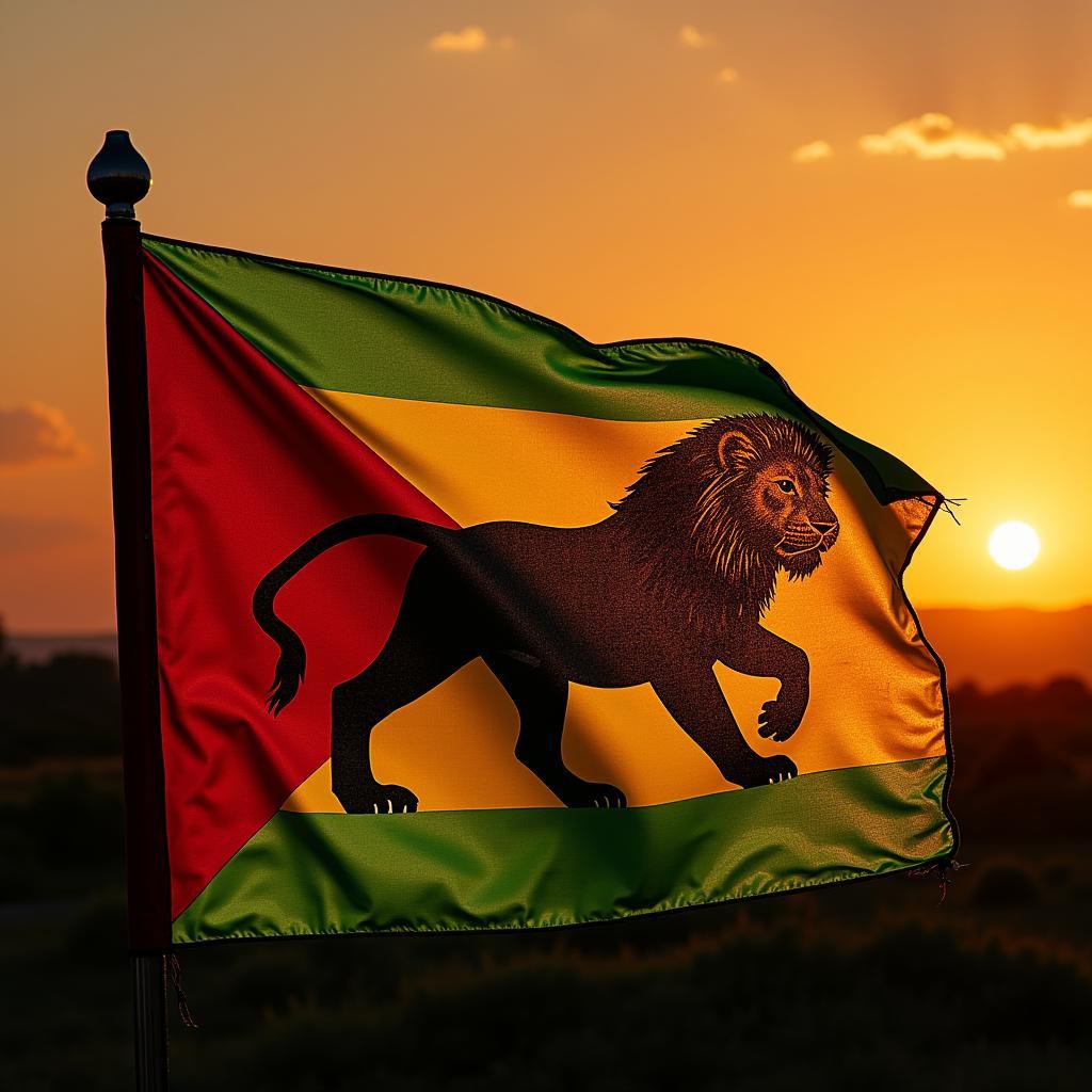 African flag with lion emblem