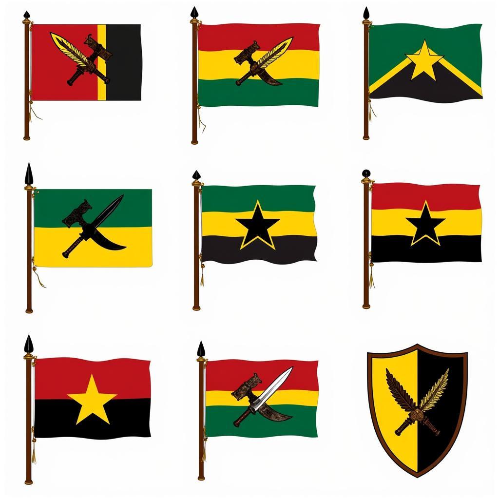 African Flags with Weapons