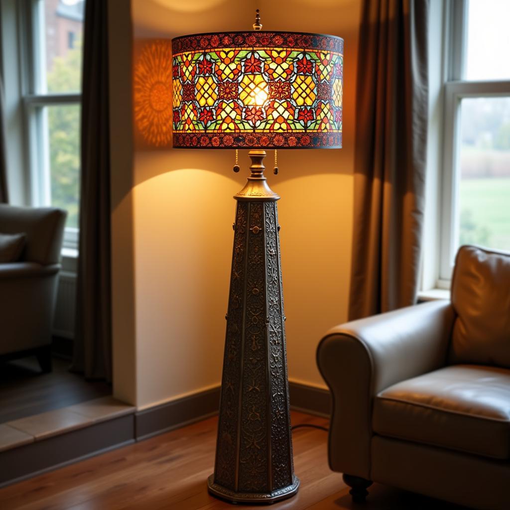 Moroccan Floor Lamp with Intricate Metalwork