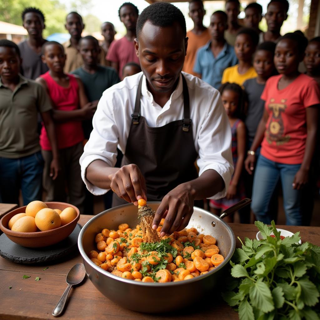 Cooking demonstration at the African Food Fest