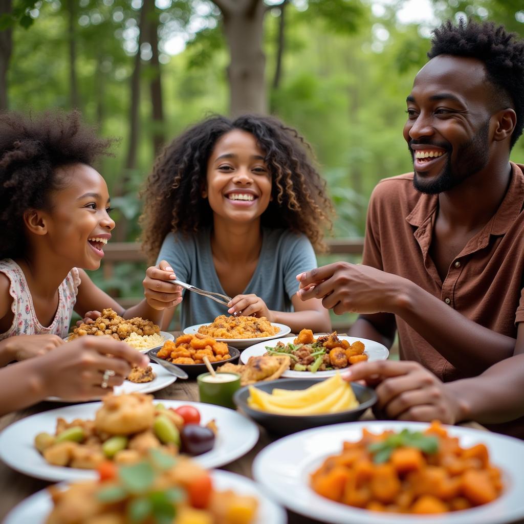 Family Enjoying Food at African Food Festival