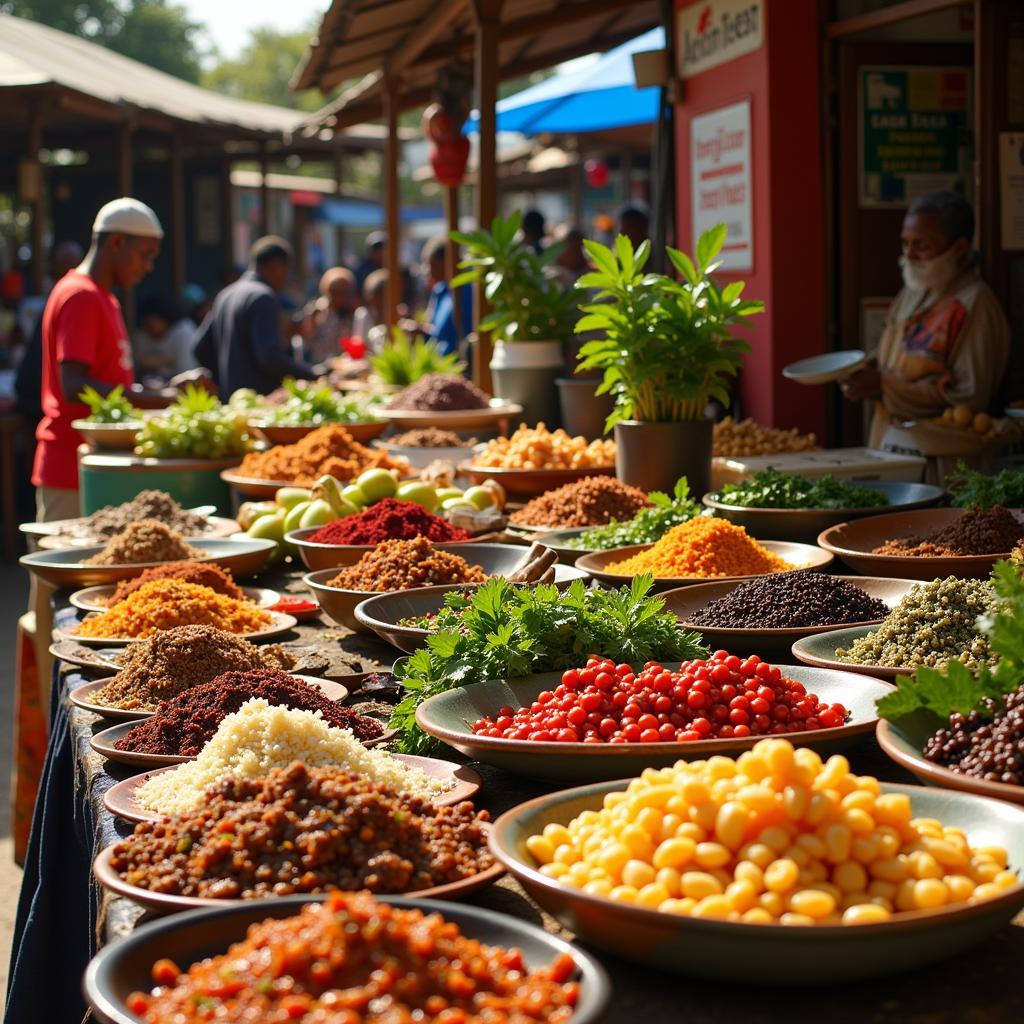 Vibrant African food market