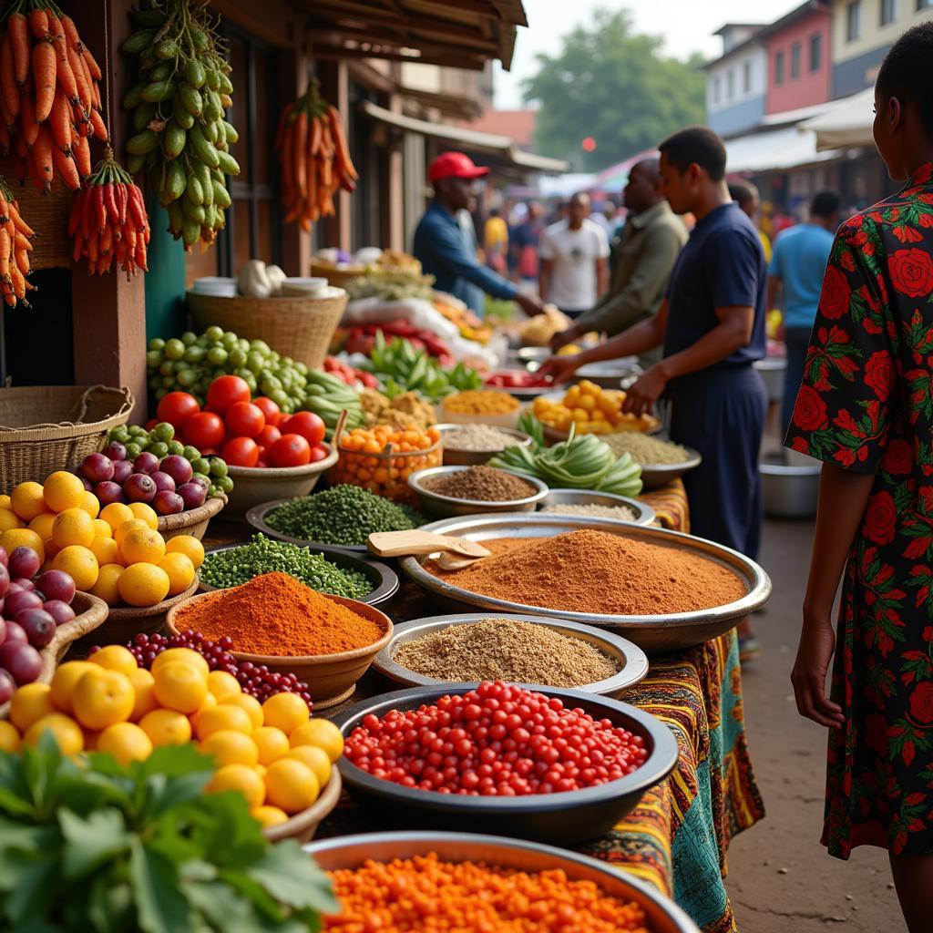 Vibrant Colors of an African Food Market