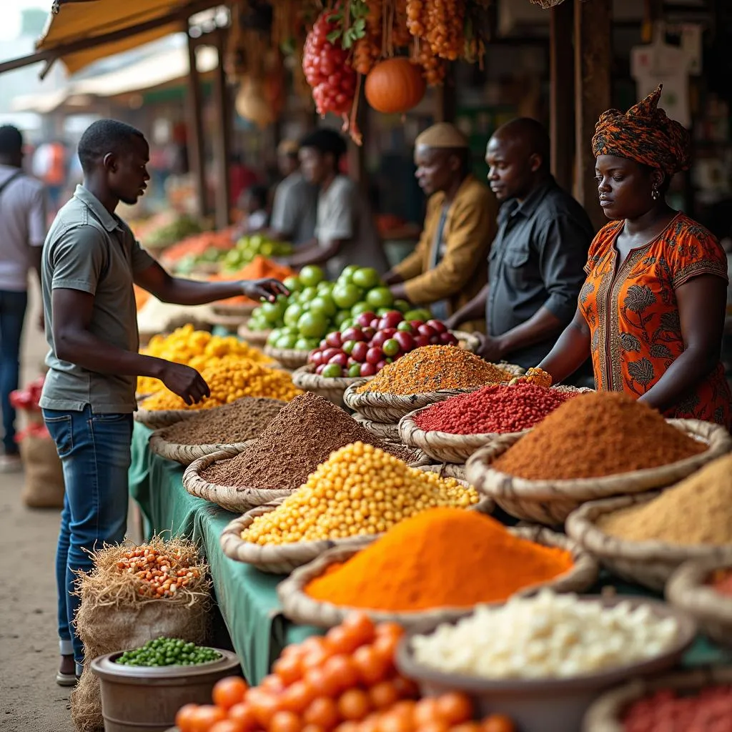 A Diverse Spread at an African Food Market