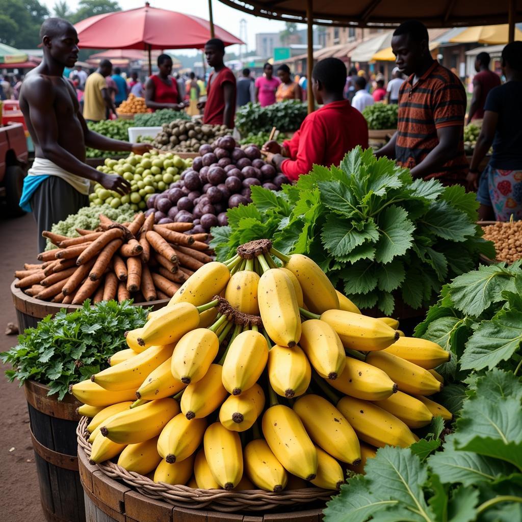 African Food Market: Vendors Selling Local Produce