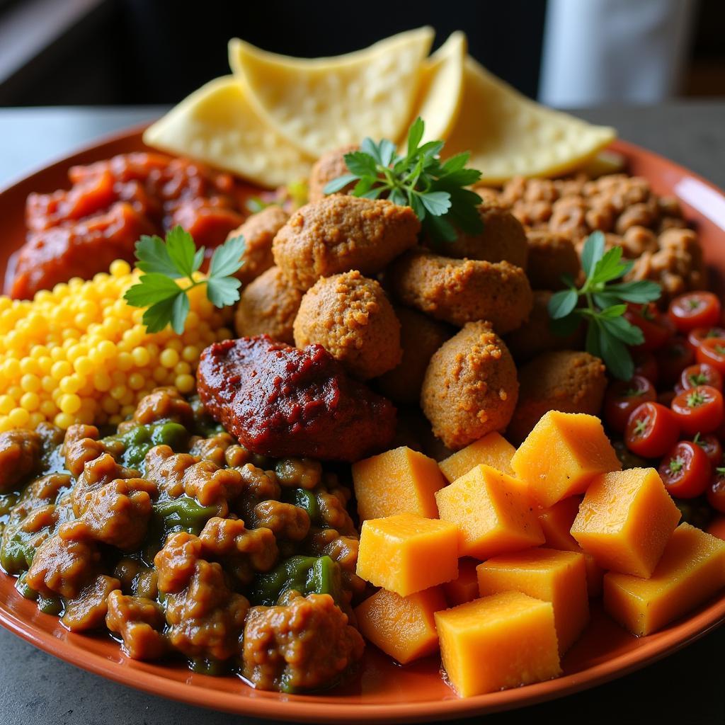 Colorful African Food Platter in Boston Restaurant