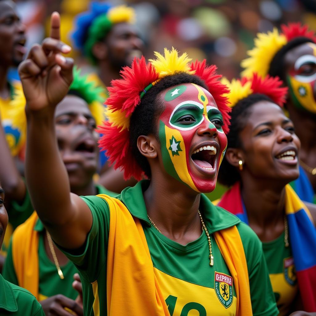 Fans celebrating during African Football Championship