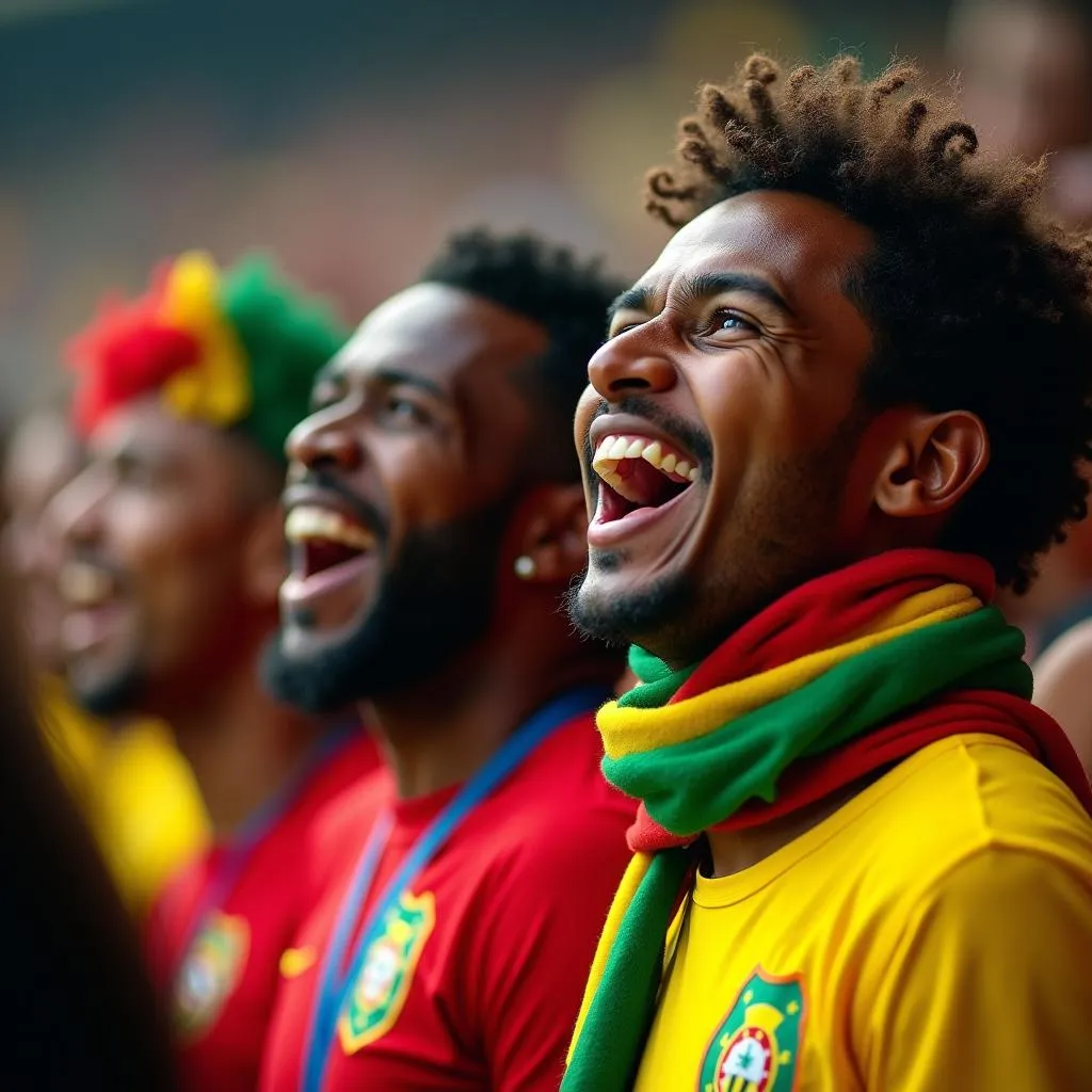 African football fans celebrating a goal during FIFA World Cup qualifiers