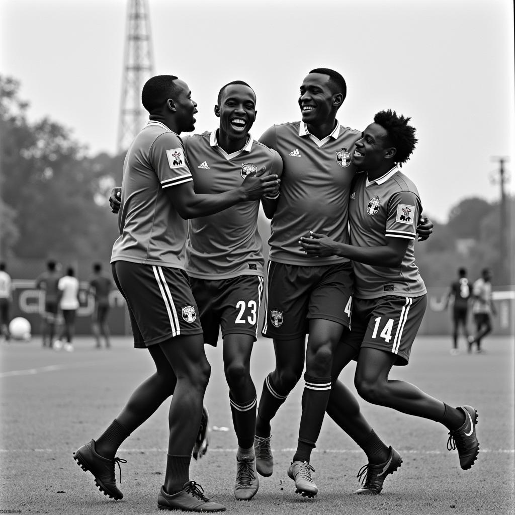 African Football Legends Celebrating