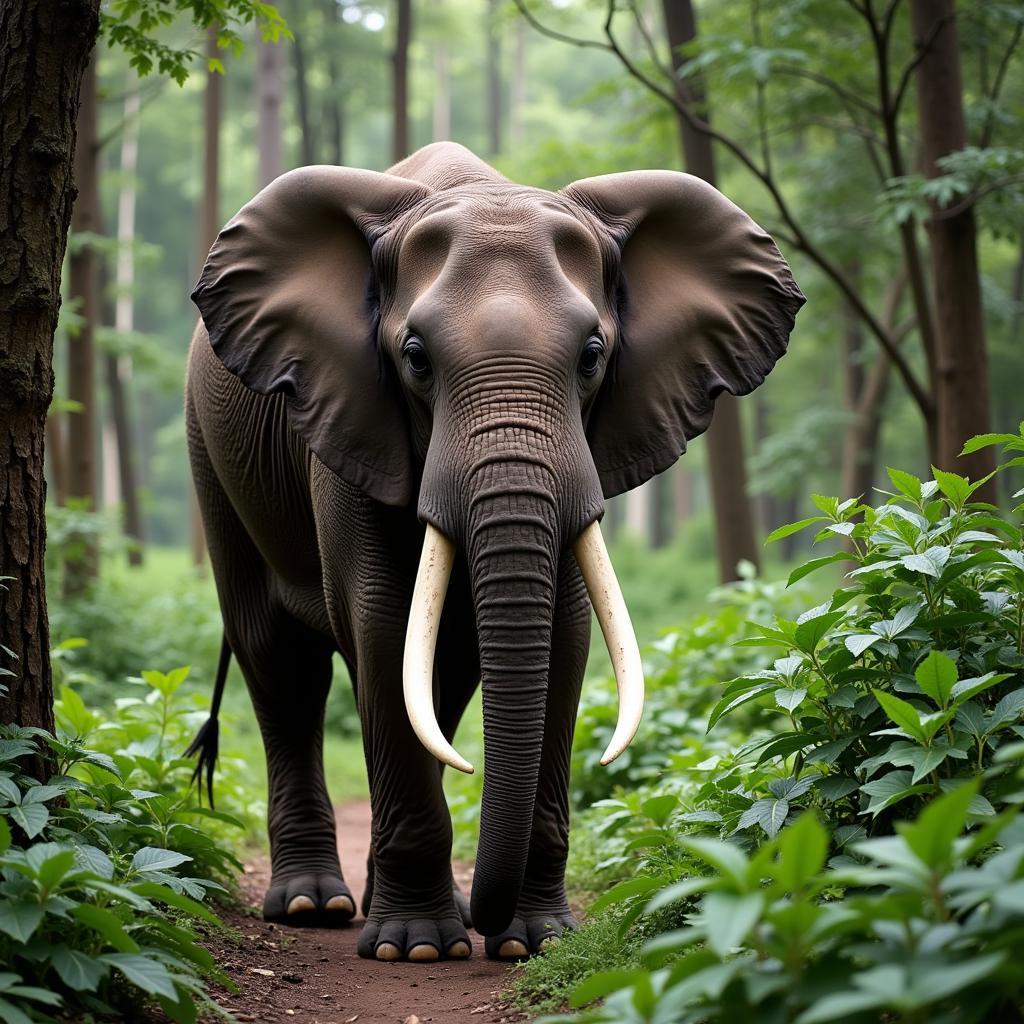 African Forest Elephant in Congo Rainforest