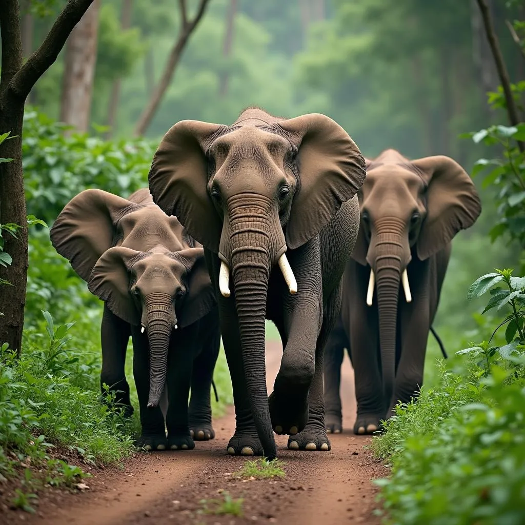 African Forest Elephant Family