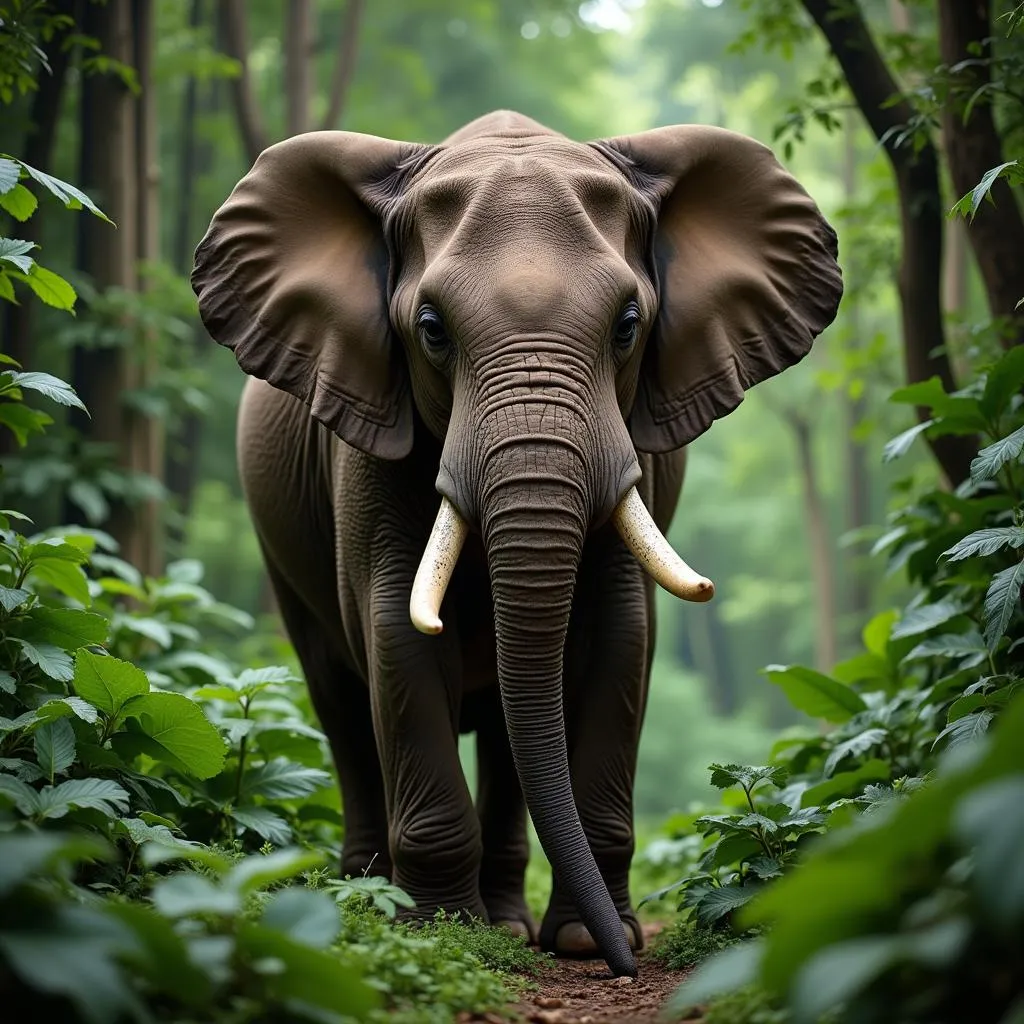 African Forest Elephant in its Natural Habitat