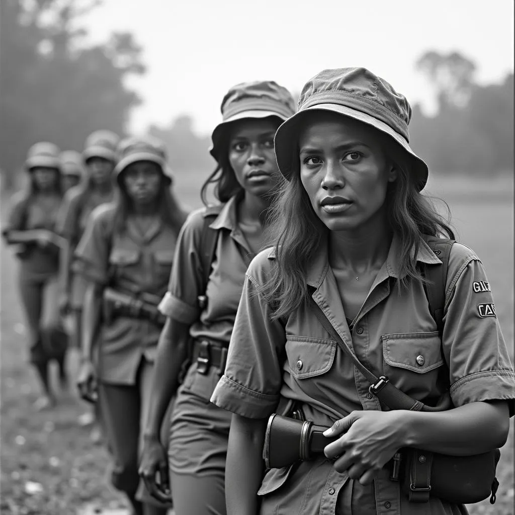 A Group of African Women Engaged in Guerrilla Warfare