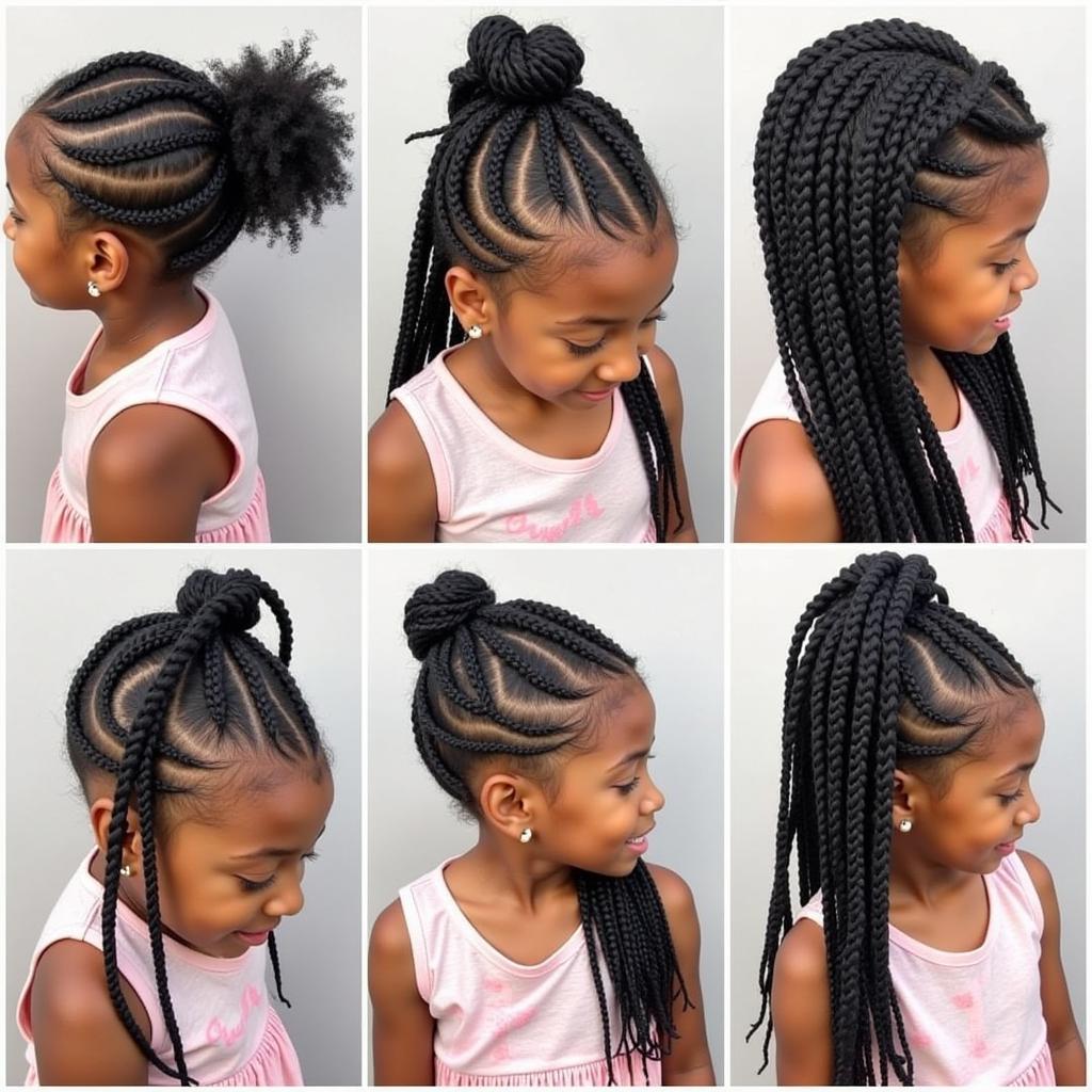 Kids with african french braid styles