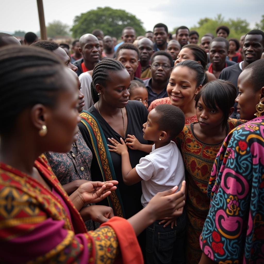 Mourners Gathering at an African Funeral