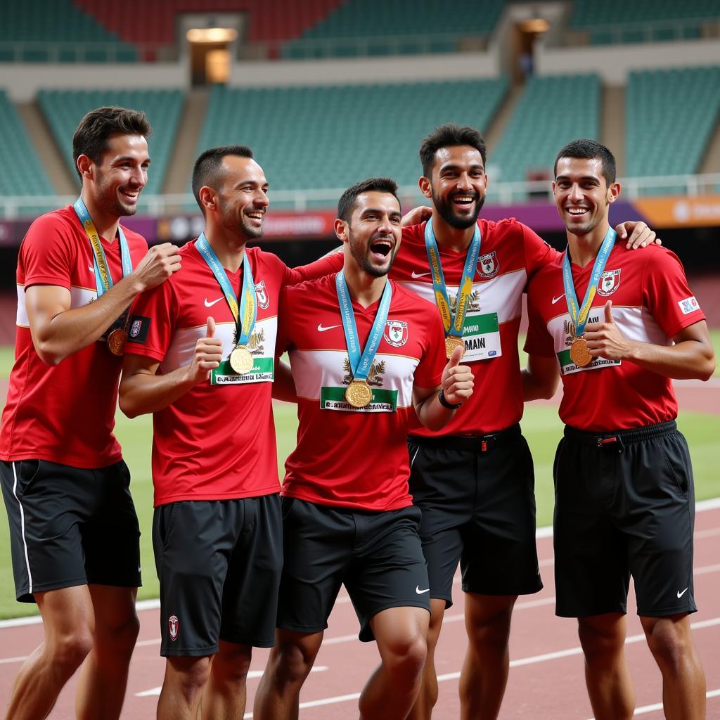 Egyptian Athletes Celebrating Victory