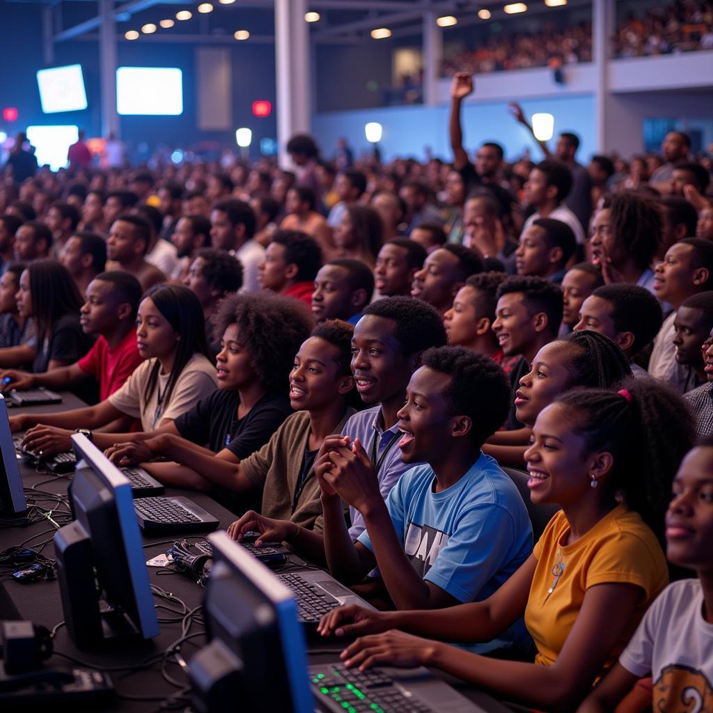 African gamers attending a gaming tournament