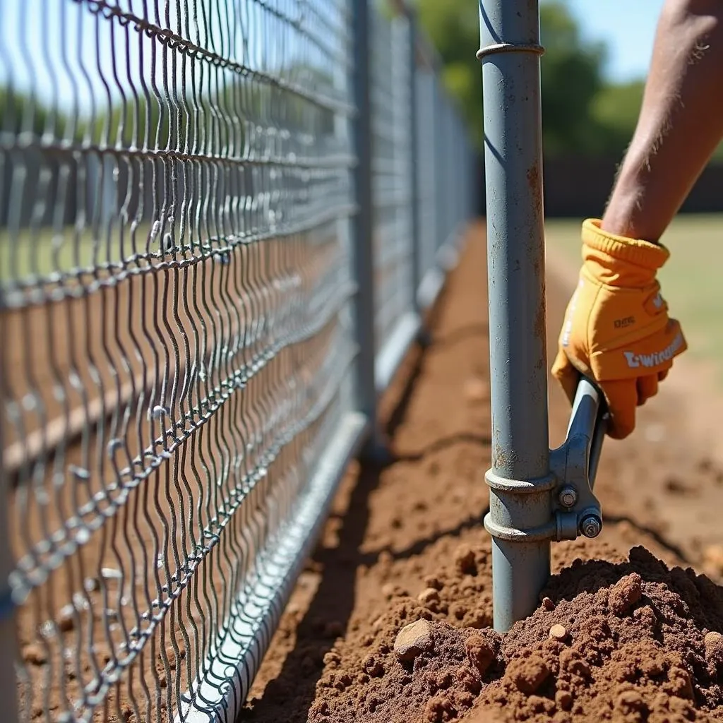 Installation of a welded mesh fence on an African property