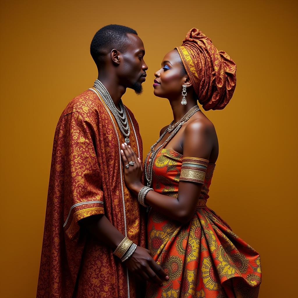 An African gay couple proudly displaying their love in traditional clothing