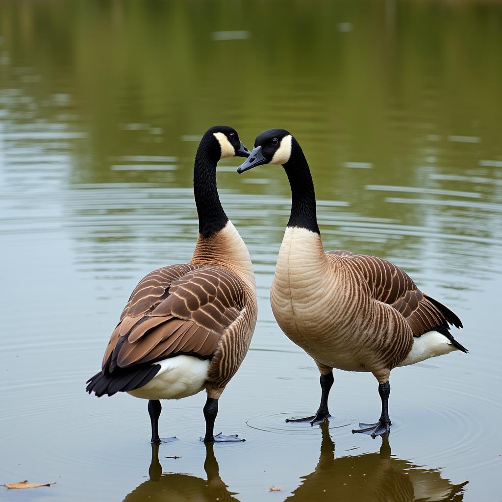 Pair of African Geese by a Pond