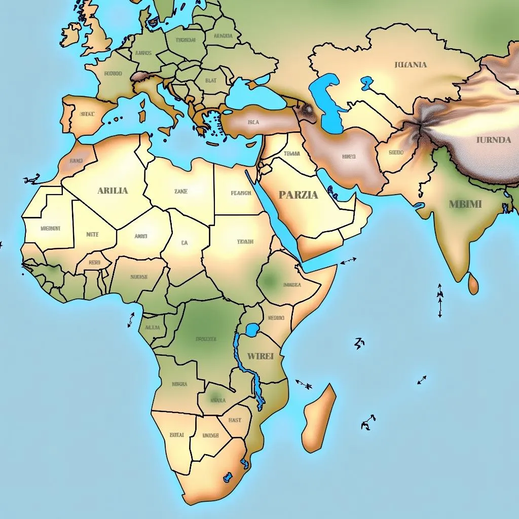 Map showing potential migration routes between Africa and India