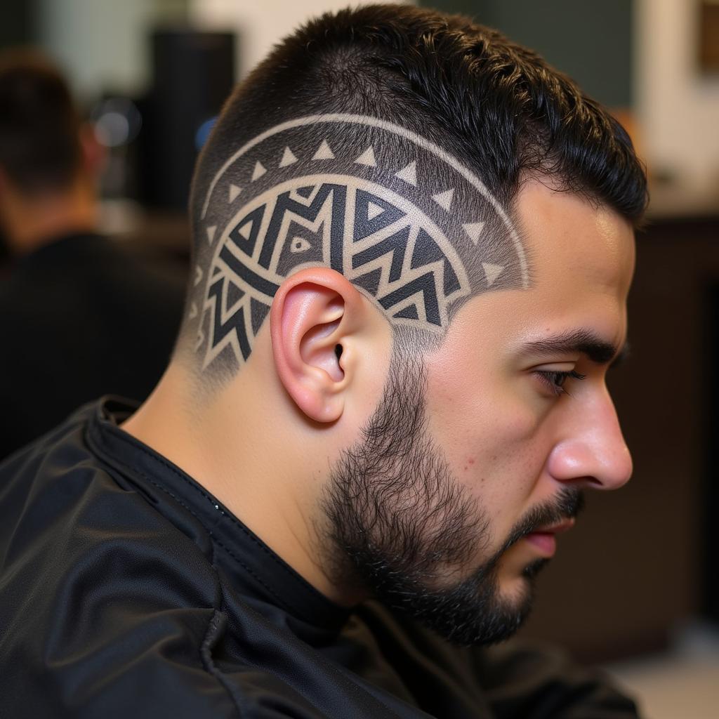 African Gentleman Haircut with Design