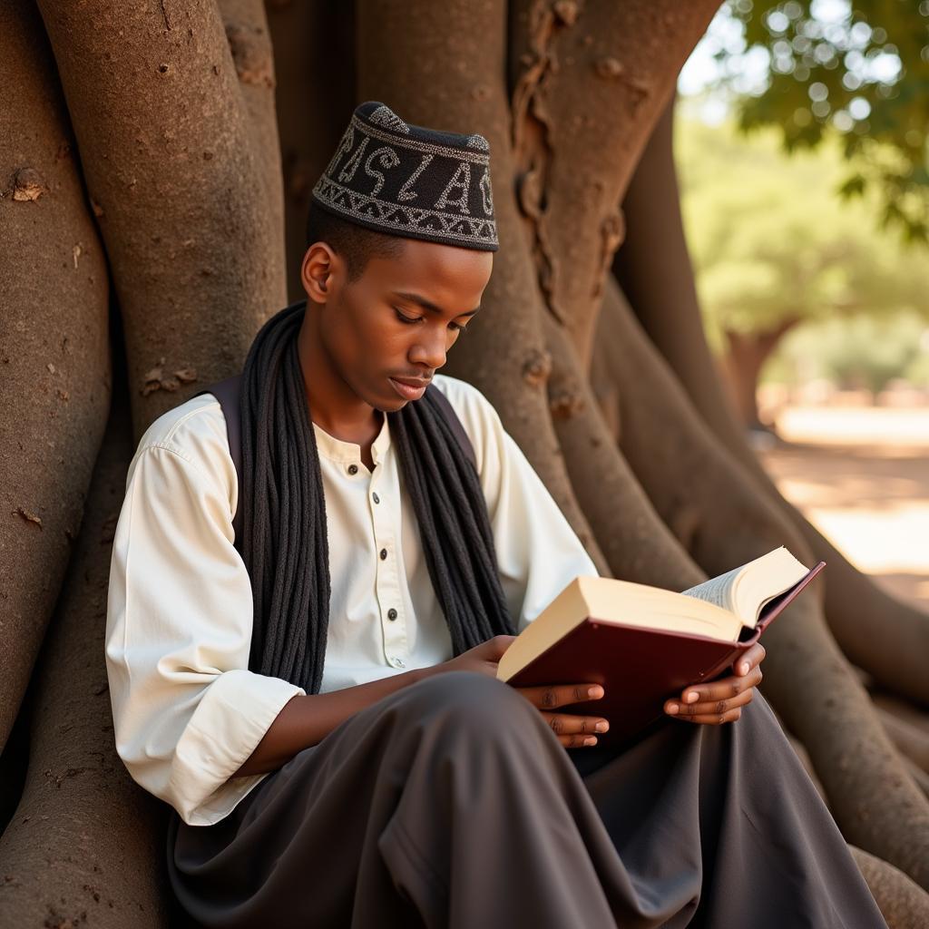 African Gentleman Reading a Book