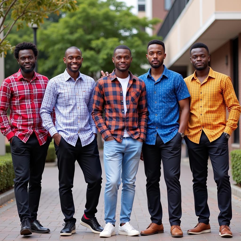 African Gents Sporting Stylish Ankara Check Shirts