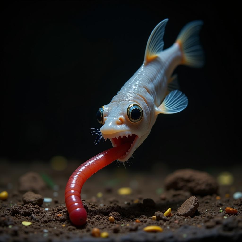 African Ghost Knife Fish Feeding