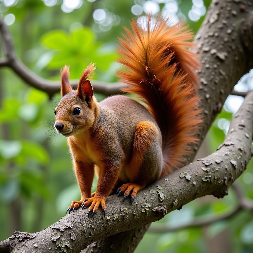 African giant squirrel perched on a branch