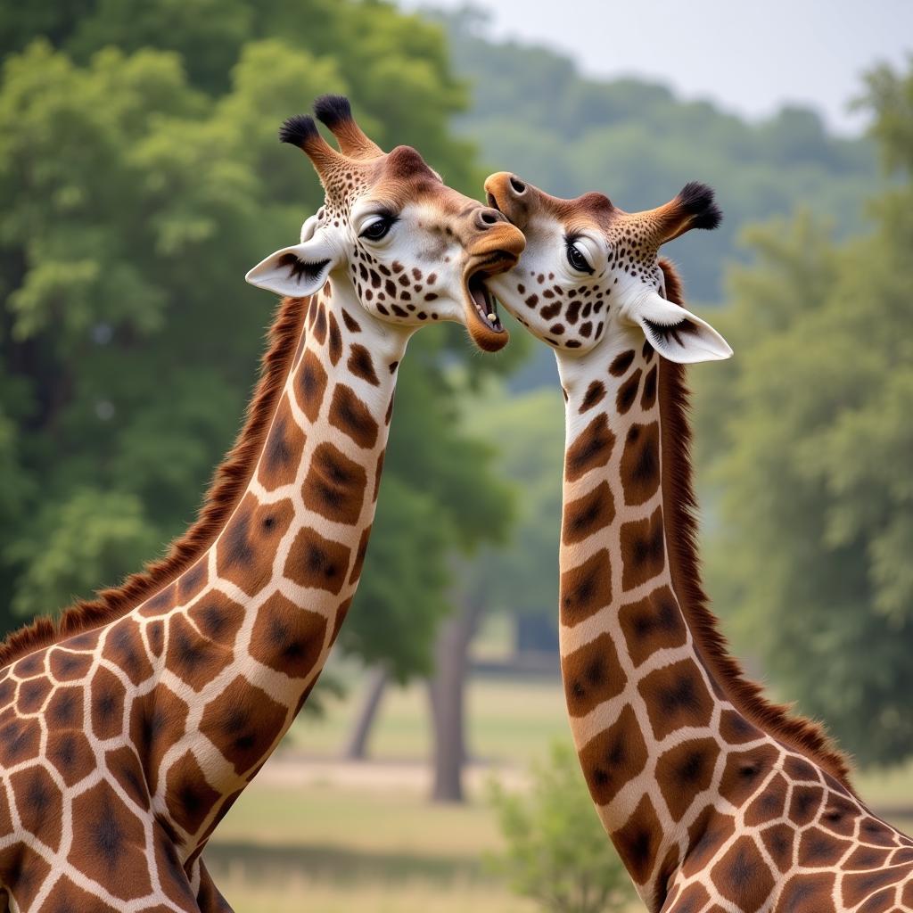 African Giraffe Bulls Necking