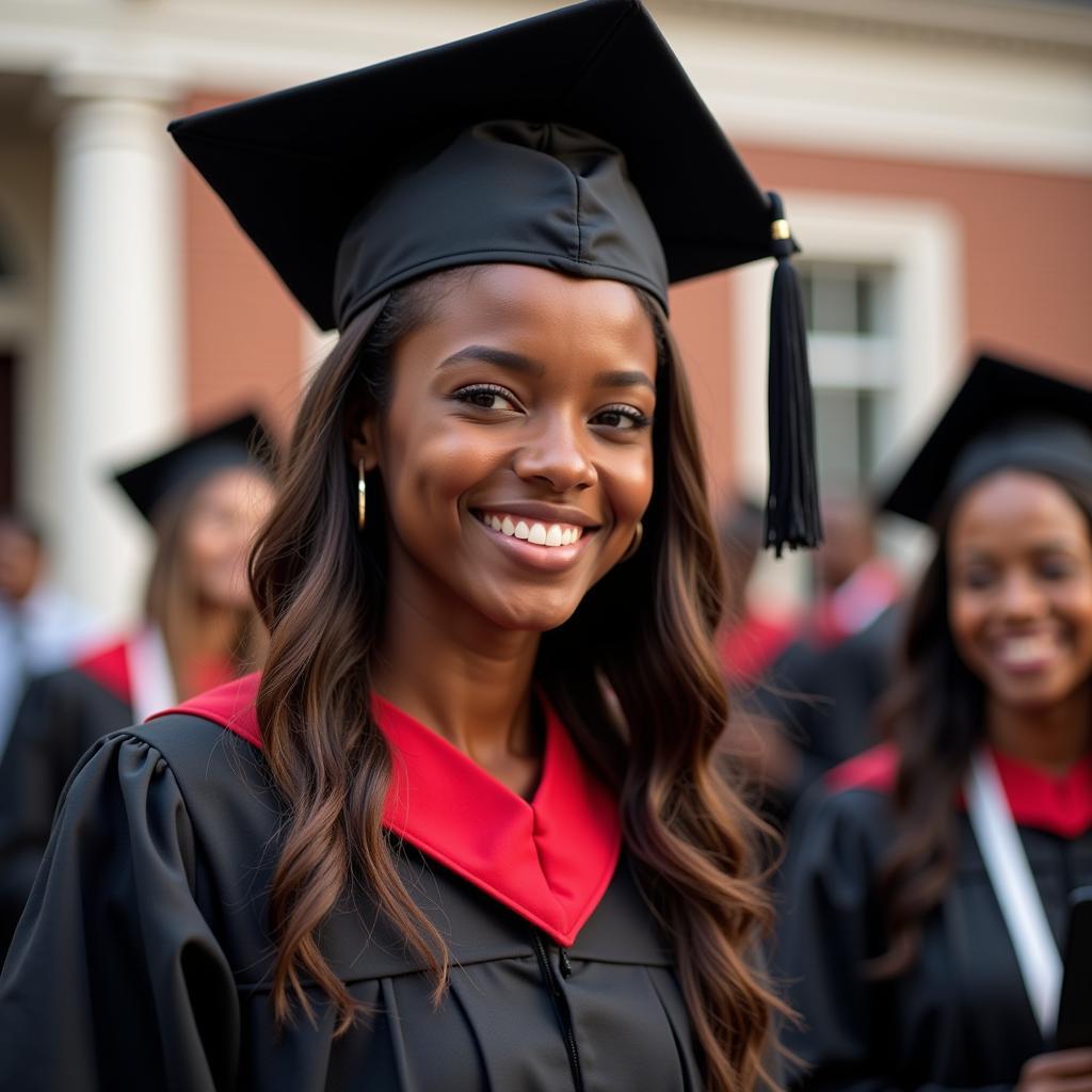 African Girl Graduating from University Ceremony