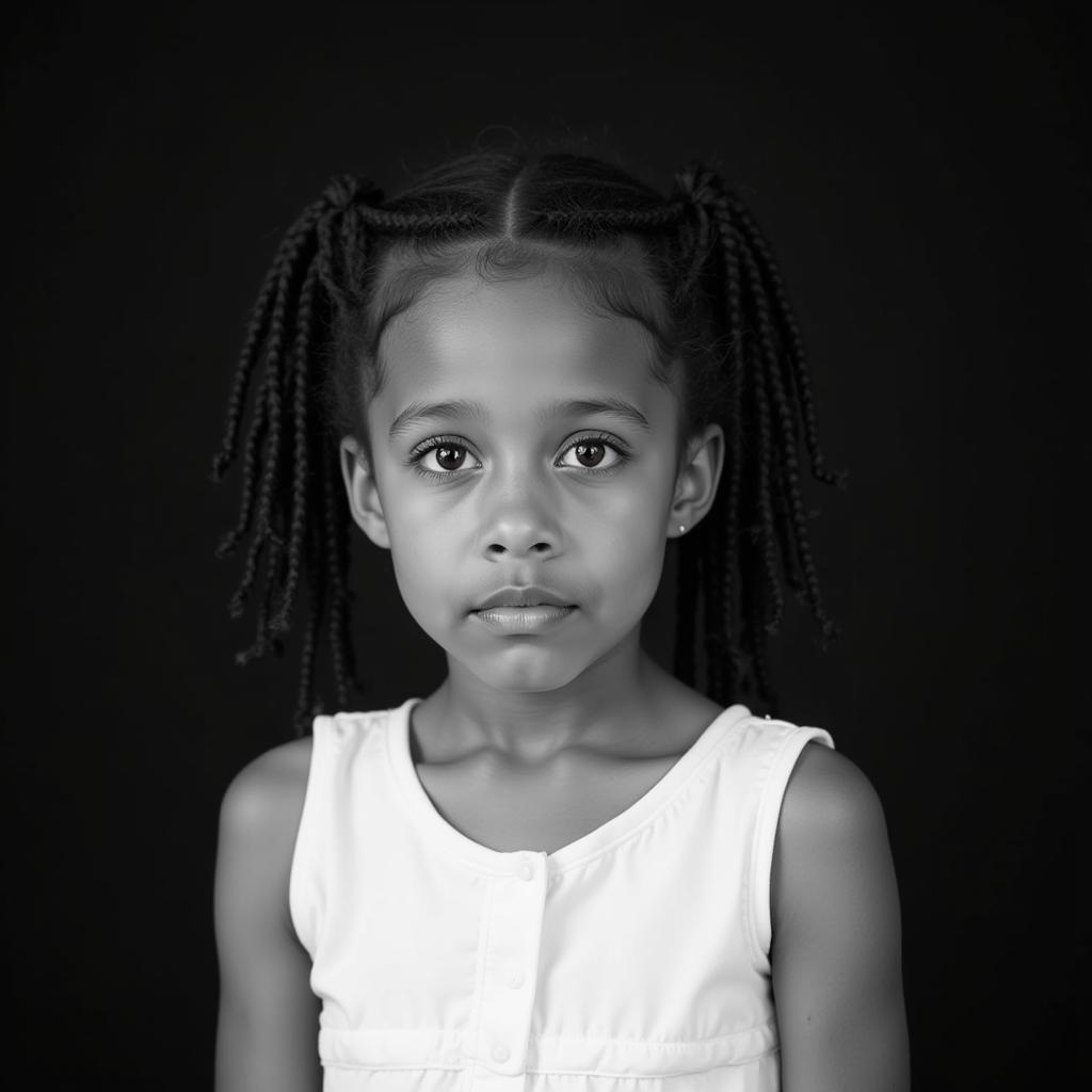 Portrait of an African Girl in White Dress