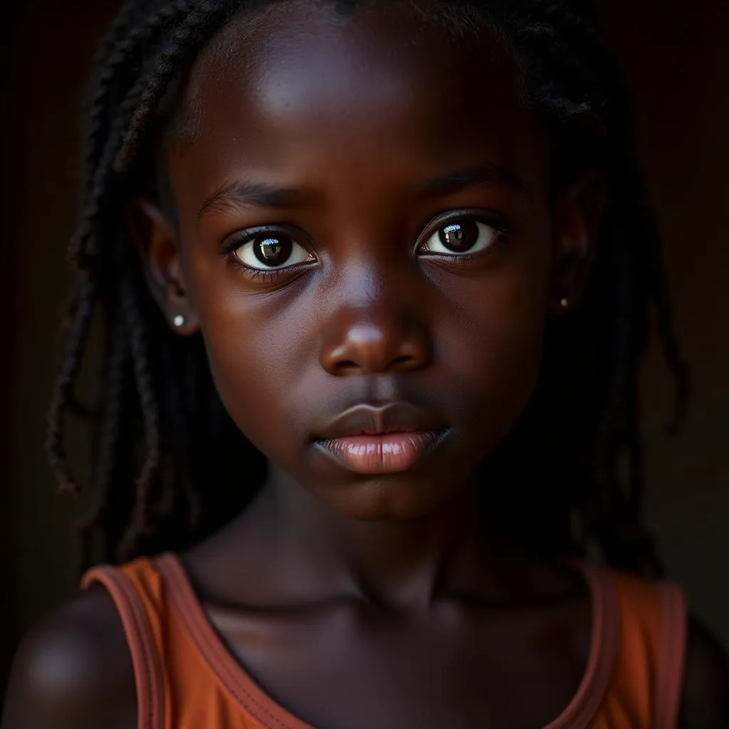 Young African girl with a forlorn expression, highlighting the emotional toll of forced marriage