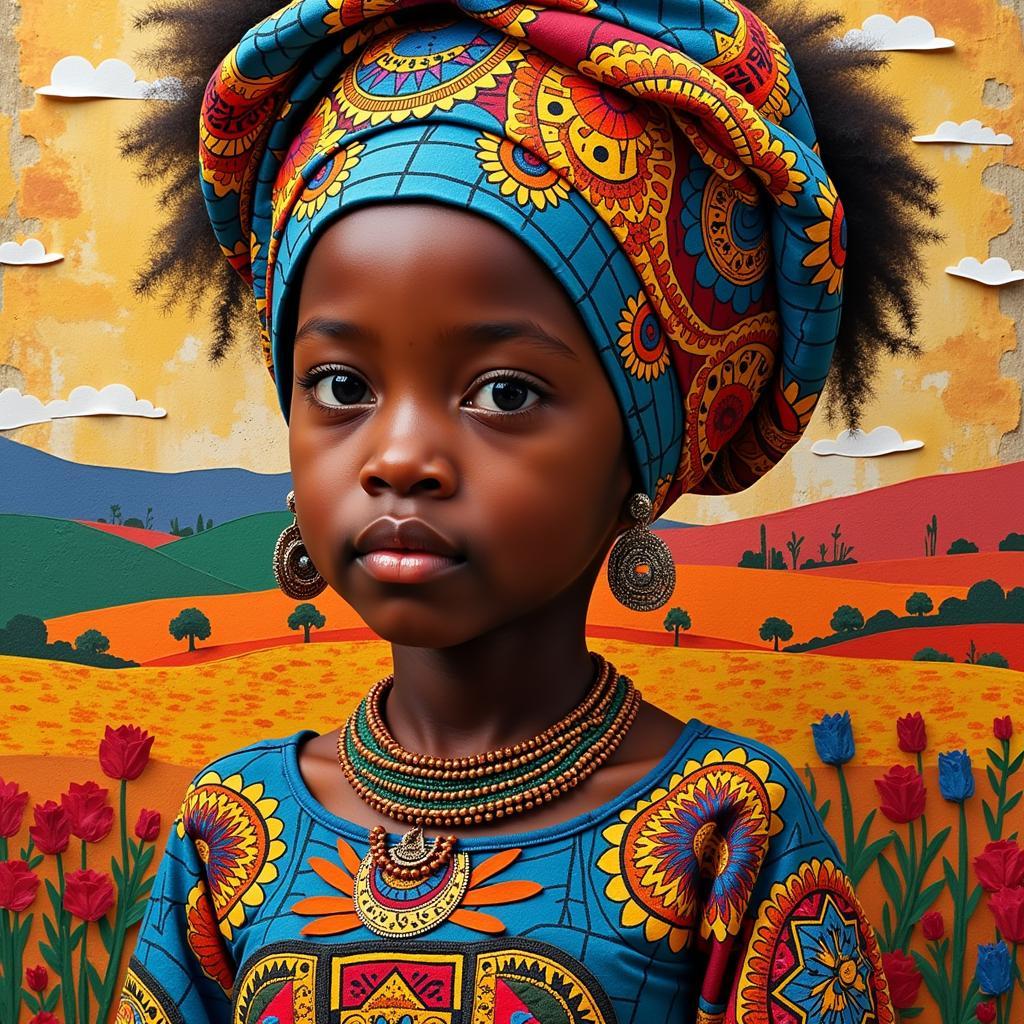 African Girl Paper Collage