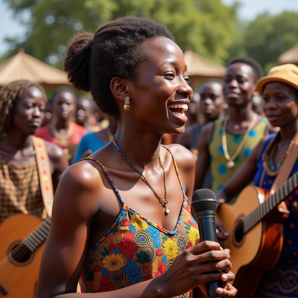 African Girl Singing Traditional Music