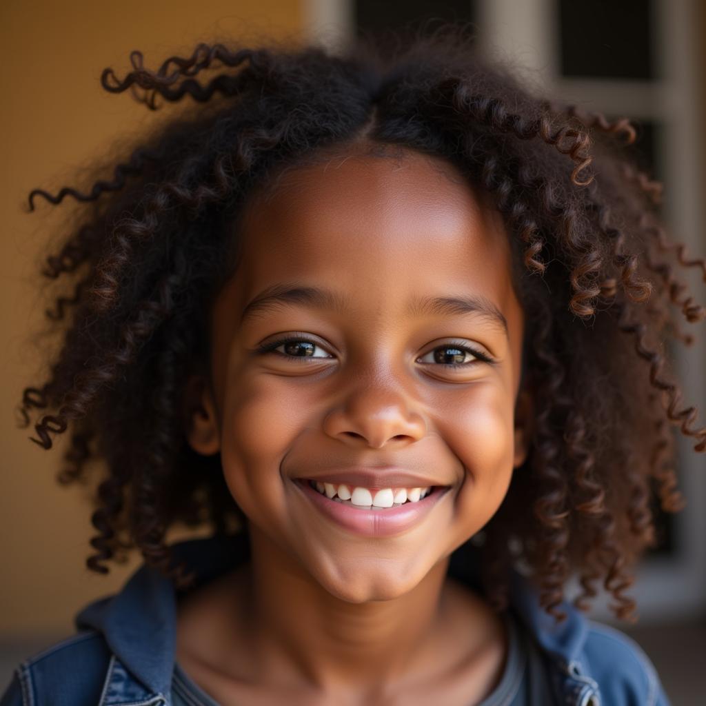 Young African Girl Smiling Confidently