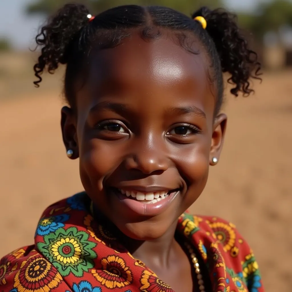 Smiling African Girl in Bright Clothing