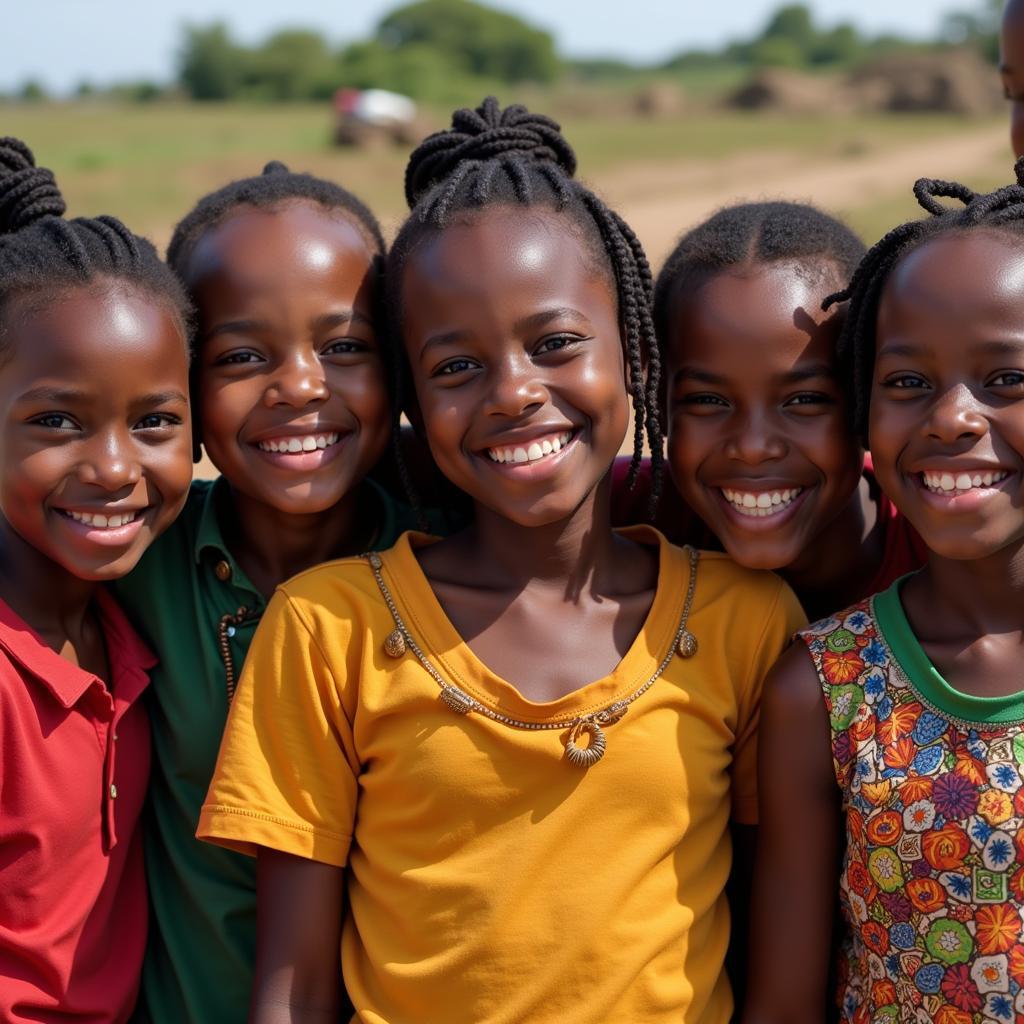 Group of African Girls Sharing a Laugh