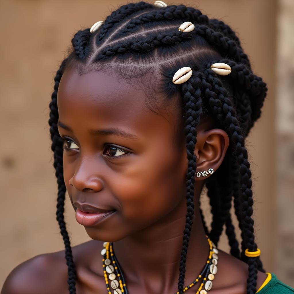 Traditional Hairstyle of an African Girl