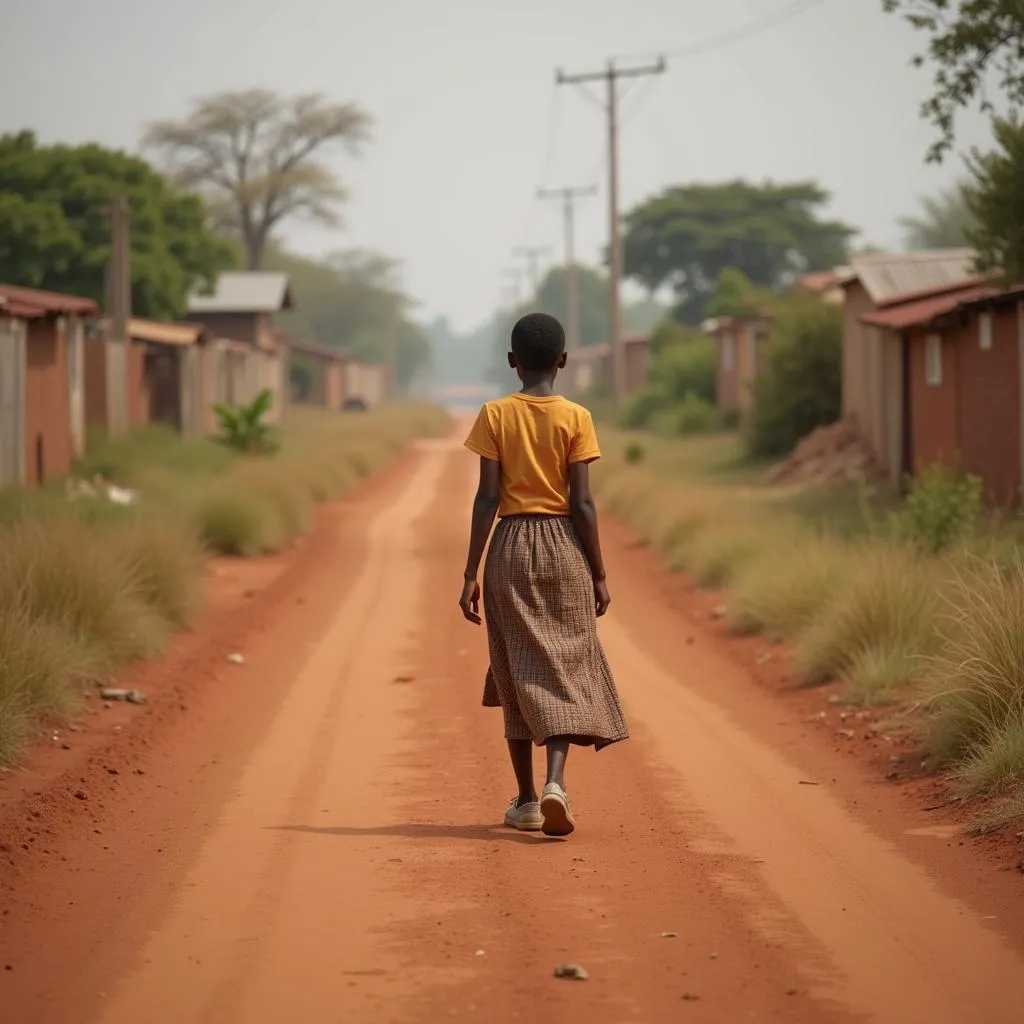 Girl Walking Long Distance to School