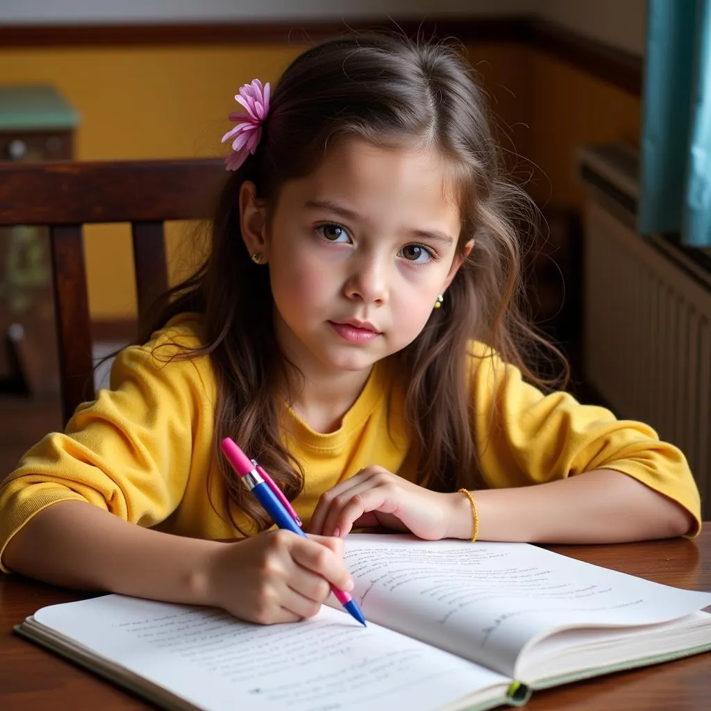 Young African girl writing in a journal